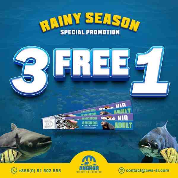 Special Rainy Season Promotion from Angkor Wildlife & Aquarium